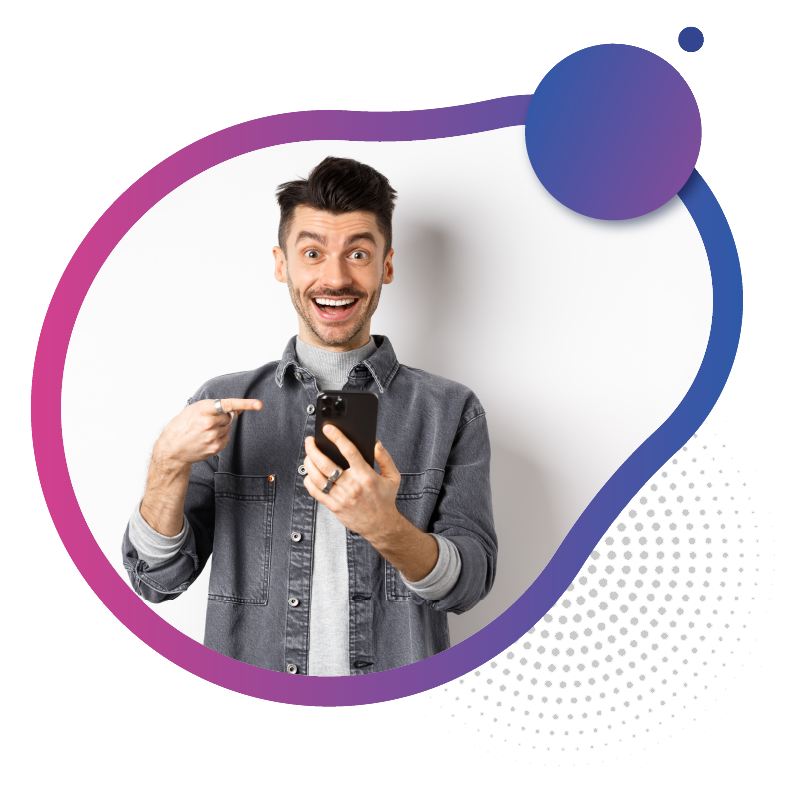 A girl holding a smartphone with a smiling face using Australia's best eSIM by Telsim
